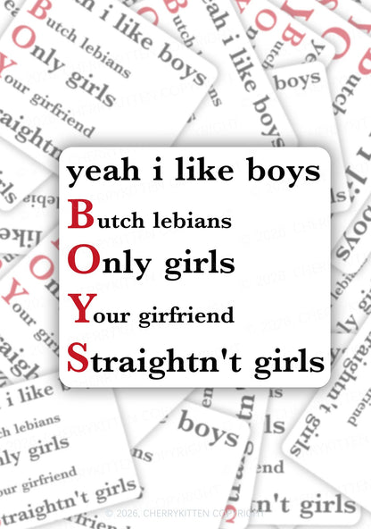 Yeah I Like Boys Pride 1pc Y2K Sticker Cherrykitten