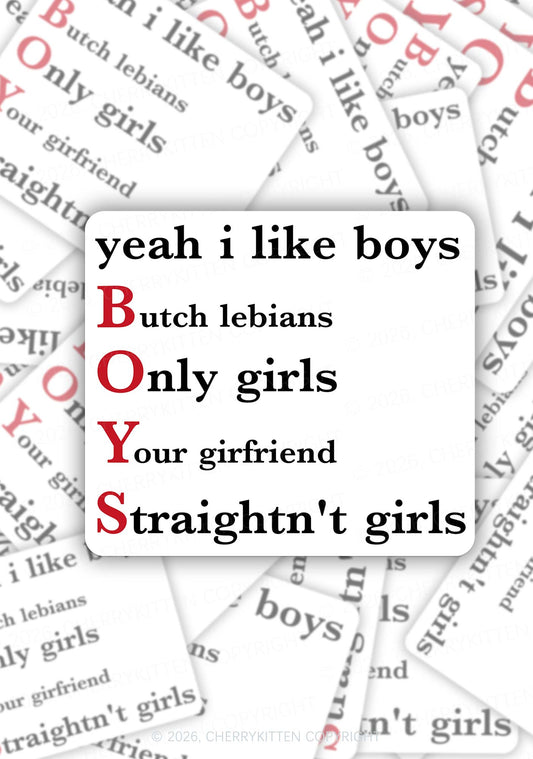 Yeah I Like Boys Pride 1pc Y2K Sticker Cherrykitten