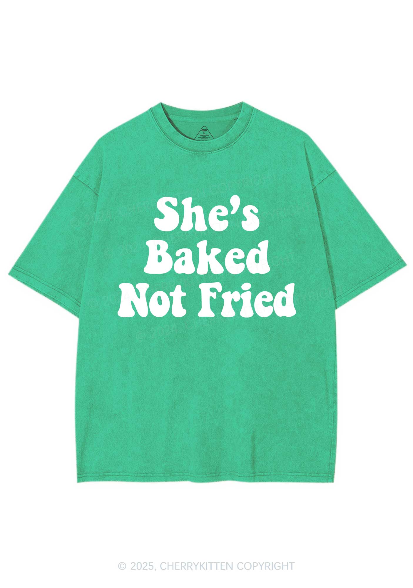 She Is Baked Not Fried Y2K Shirts Washed Tee Cherrykitten
