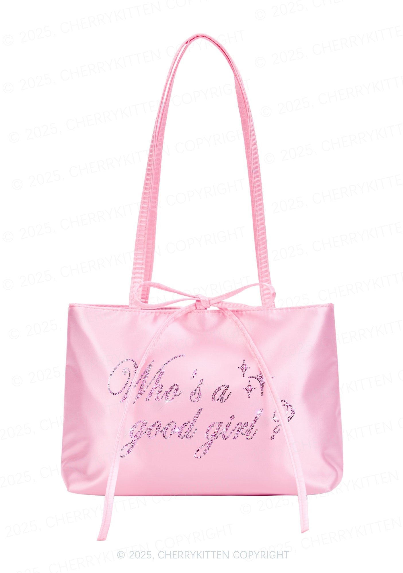 Rhinestone Whos A Good Girl Y2K Satin Bags Cherrykitten