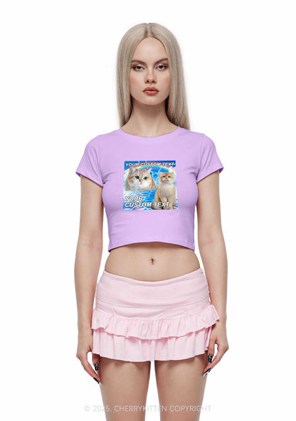 Custom Text Your Kitten Y2K Baby Tee Cherrykitten