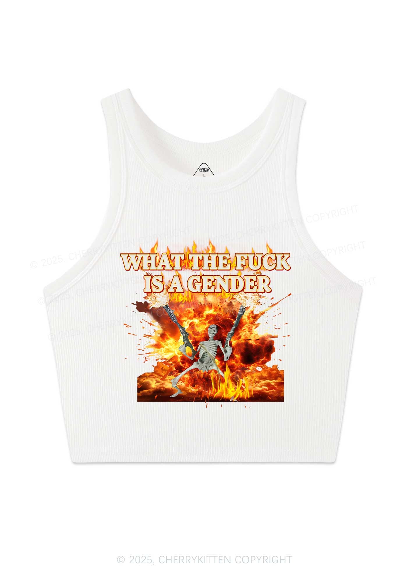 Skeleton Gender Y2K Crop Tank Top Cherrykitten