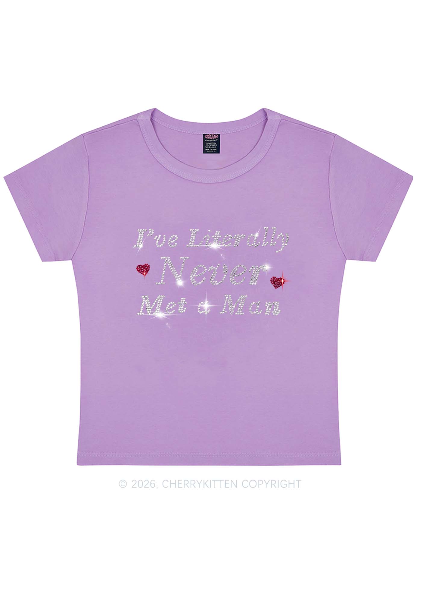 Rhinestone Never Met A Man Pride Y2K Baby Tee Cherrykitten