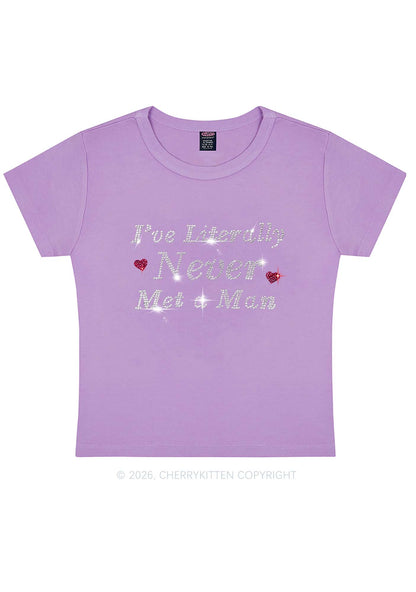 Rhinestone Never Met A Man Pride Y2K Baby Tee Cherrykitten