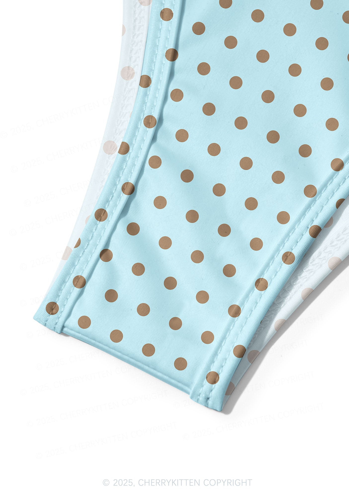 Blue And Brown Dots Y2K Print Bikini Set Cherrykitten