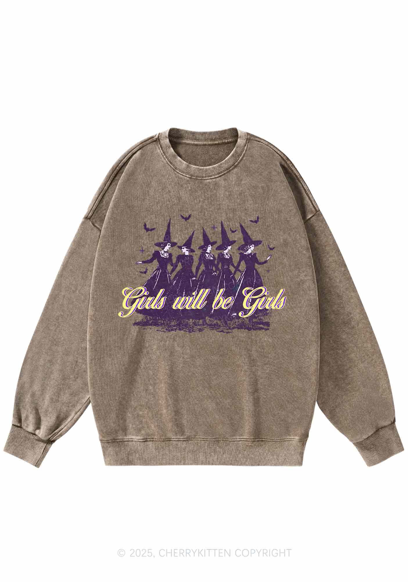 Halloween Witches Will Be Witches Y2K Washed Sweatshirts Cherrykitten
