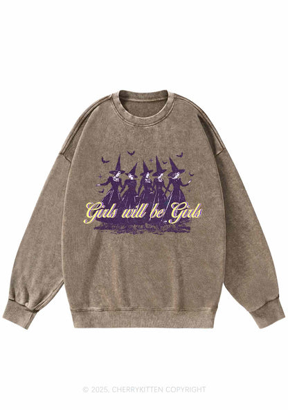 Halloween Witches Will Be Witches Y2K Washed Sweatshirts Cherrykitten
