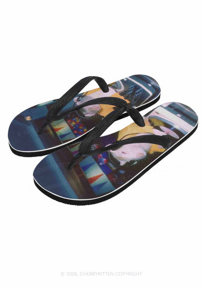DJ Rats Y2K Print Flip Flops Cherrykitten