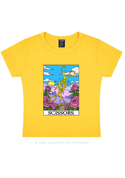 Yellow Scissors Pride Y2K Baby Tee Cherrykitten