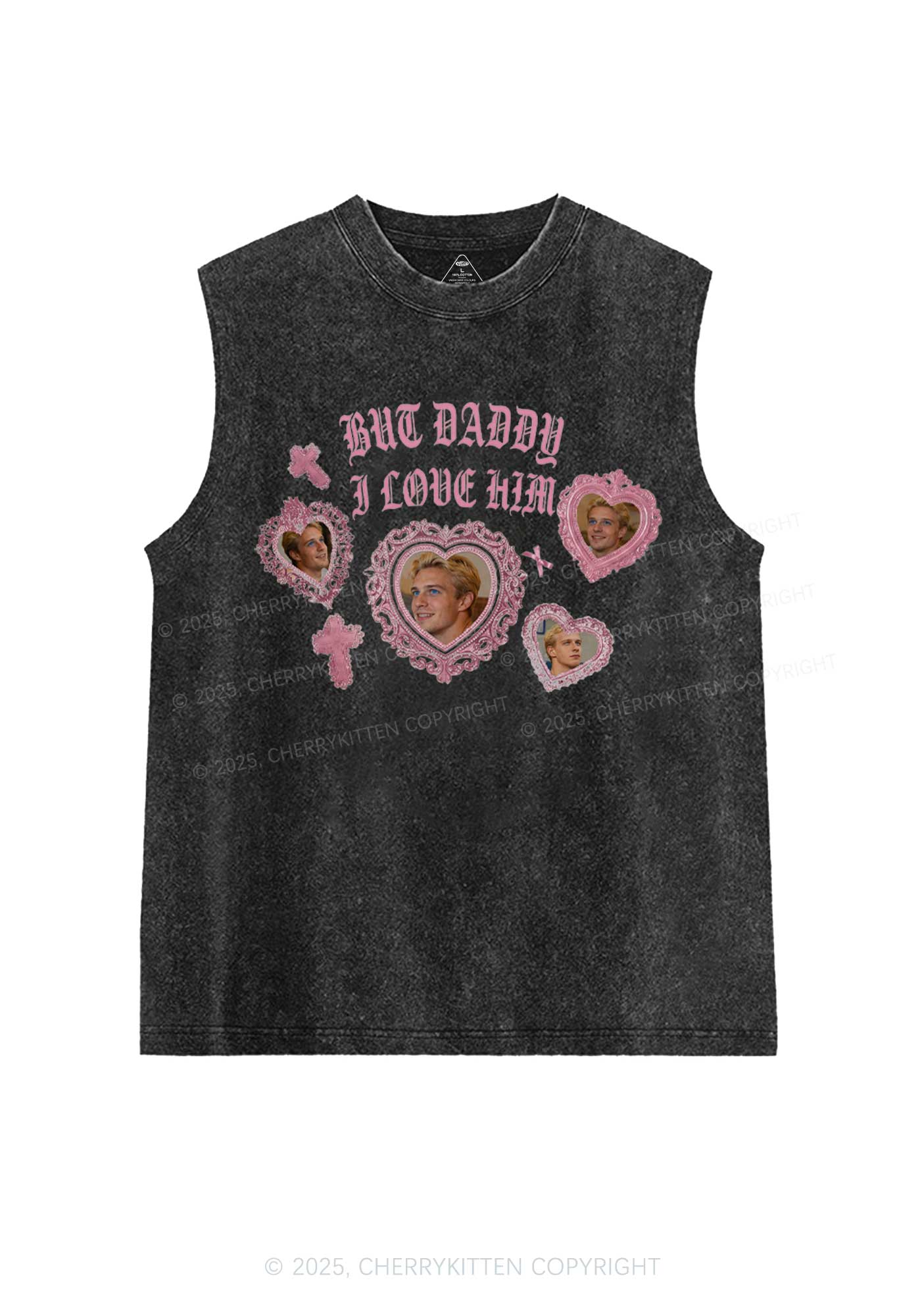 Gothic But Daddy I Love Him Y2K Washed Muscle Tank Cherrykitten