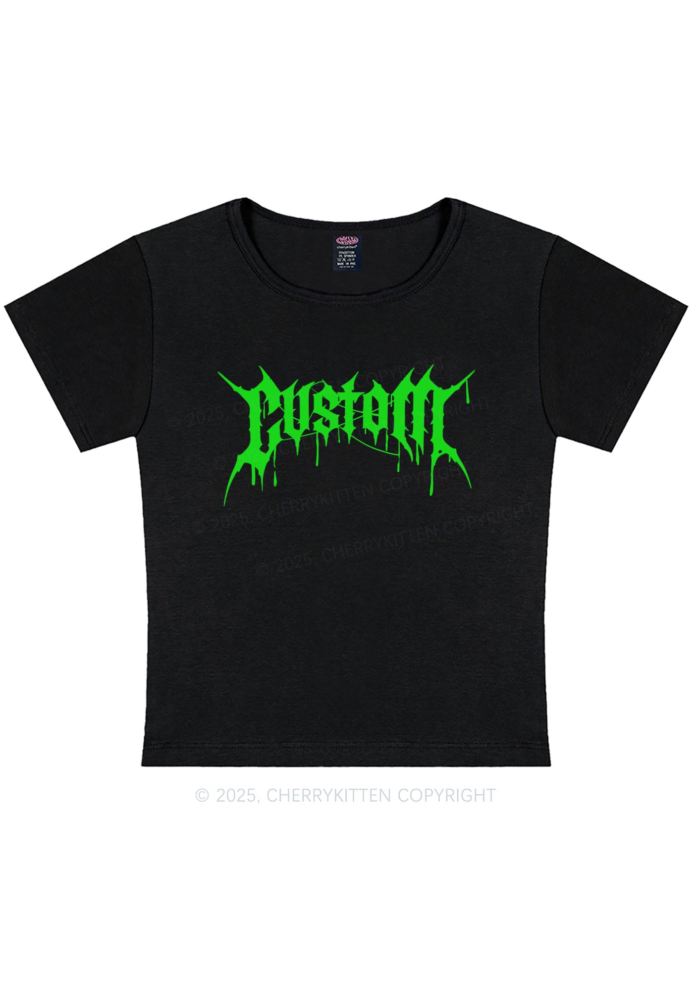 Custom Font Art Y2K Baby Tee Cherrykitten