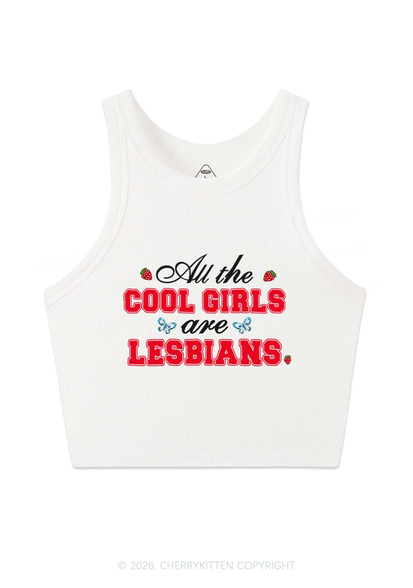 Cool Girls Are Lesbians Pride Y2K Crop Tank Top Cherrykitten