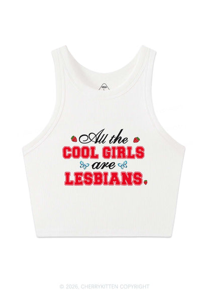 Cool Girls Are Lesbians Pride Y2K Crop Tank Top Cherrykitten