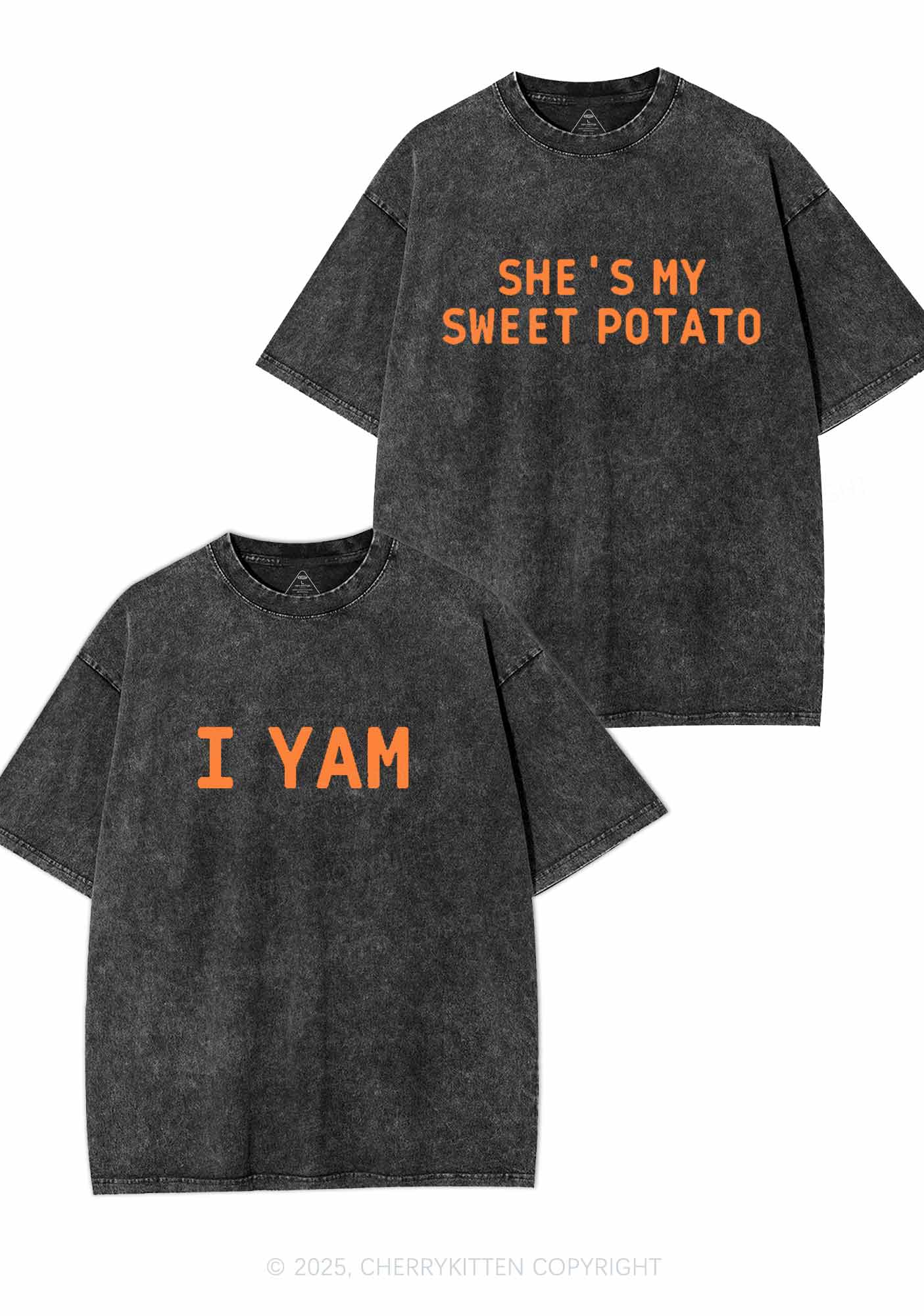 Shes My Sweet Potato Y2K Valentine's Day Washed Tee Cherrykitten
