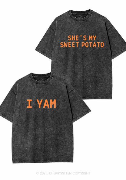 Shes My Sweet Potato Y2K Valentine's Day Washed Tee Cherrykitten