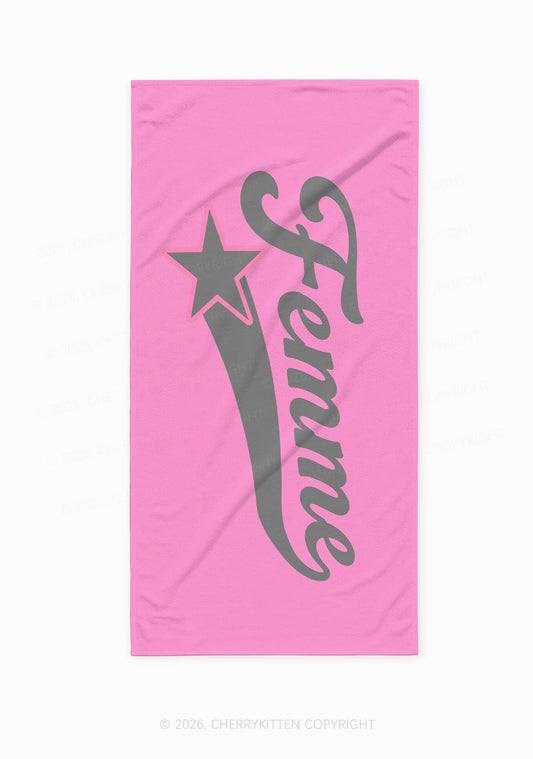 Grey Femme Pride Y2K Beach Towel Cherrykitten