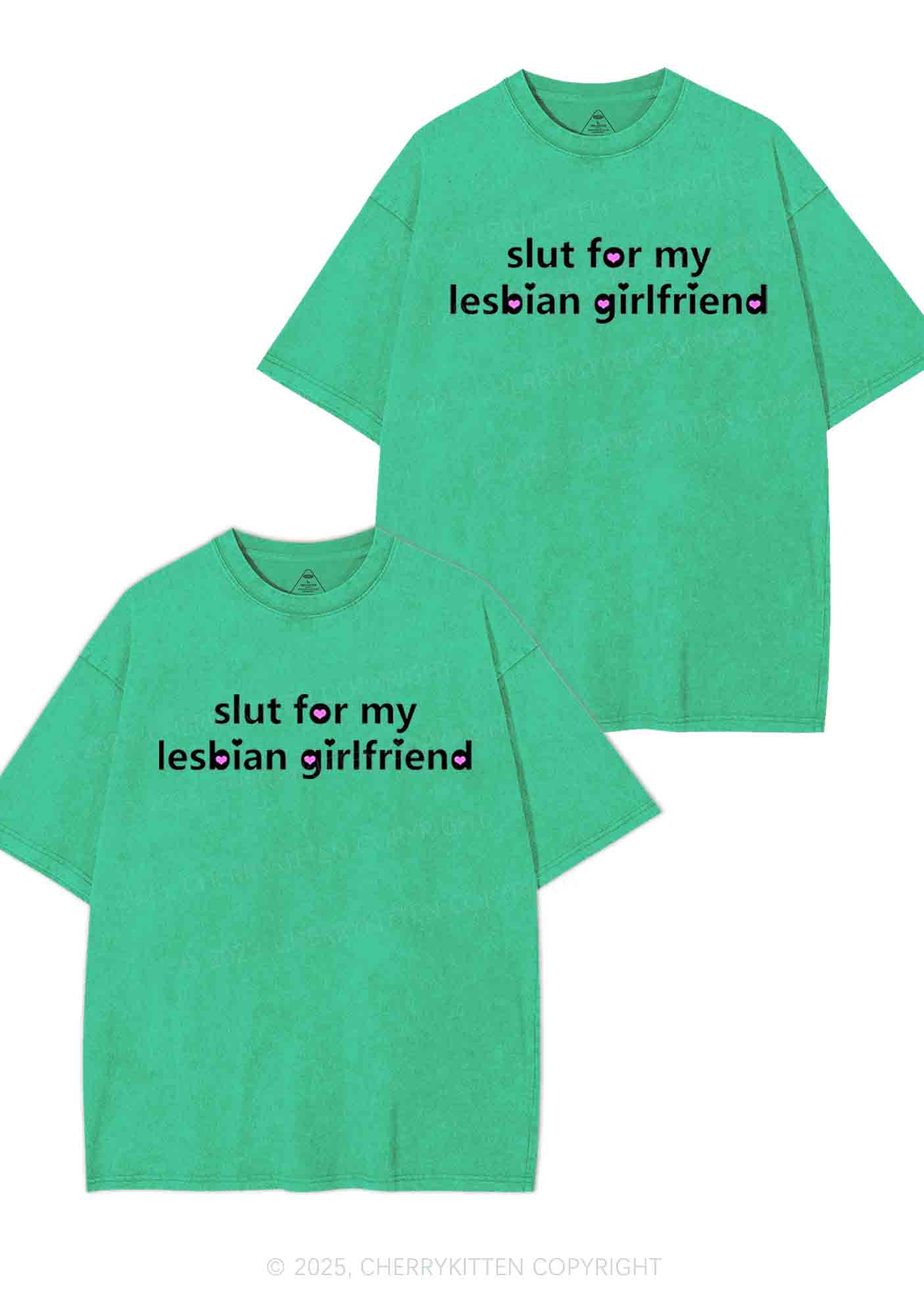 Slxt For My Lesbian GF Y2K Valentine's Day Washed Tee Cherrykitten