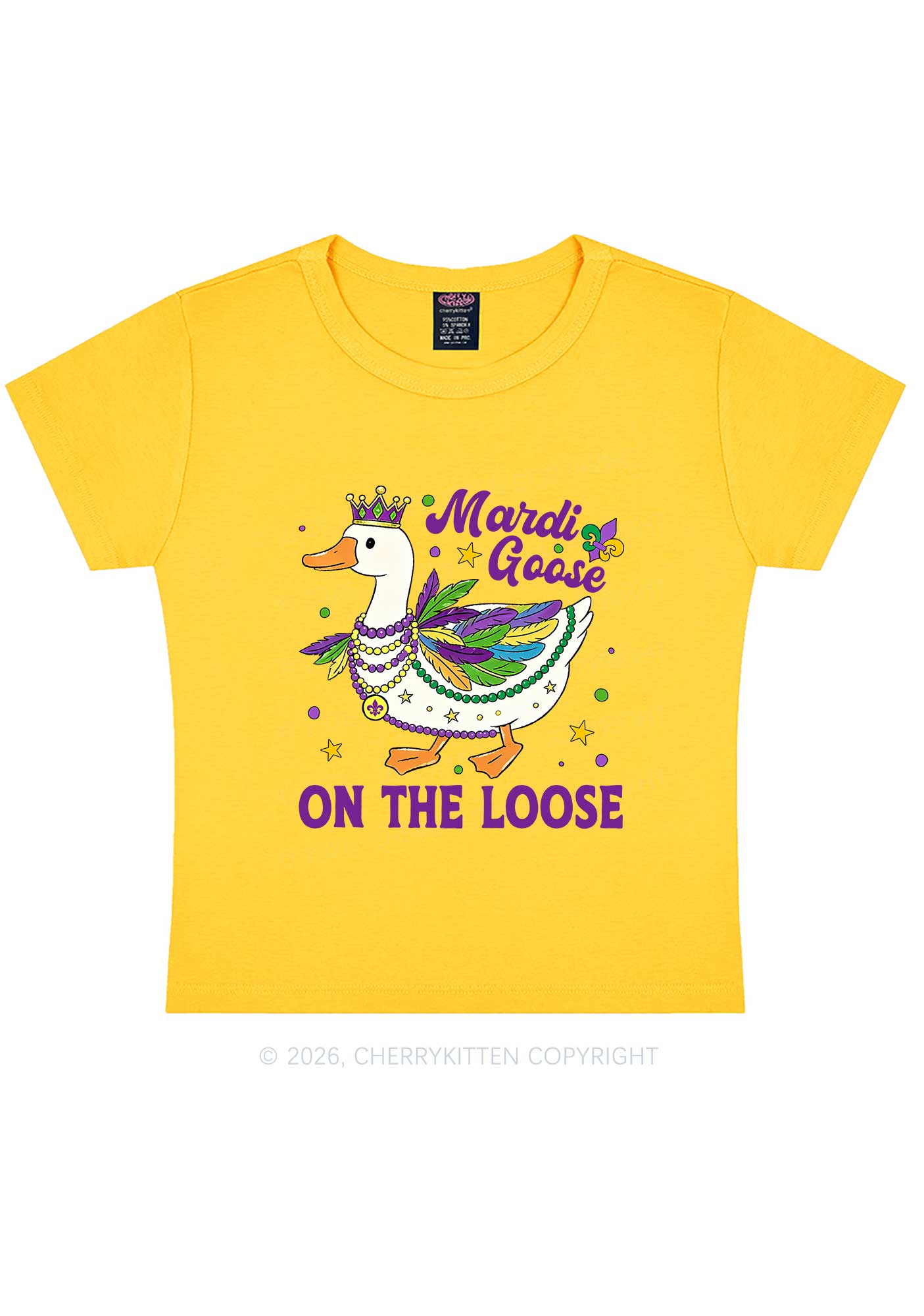 Mardi Goose On The Loose Y2K Baby Tee Cherrykitten