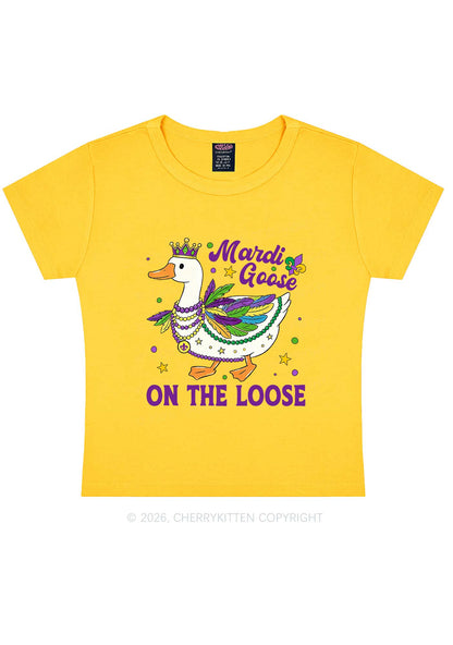 Mardi Goose On The Loose Y2K Baby Tee Cherrykitten