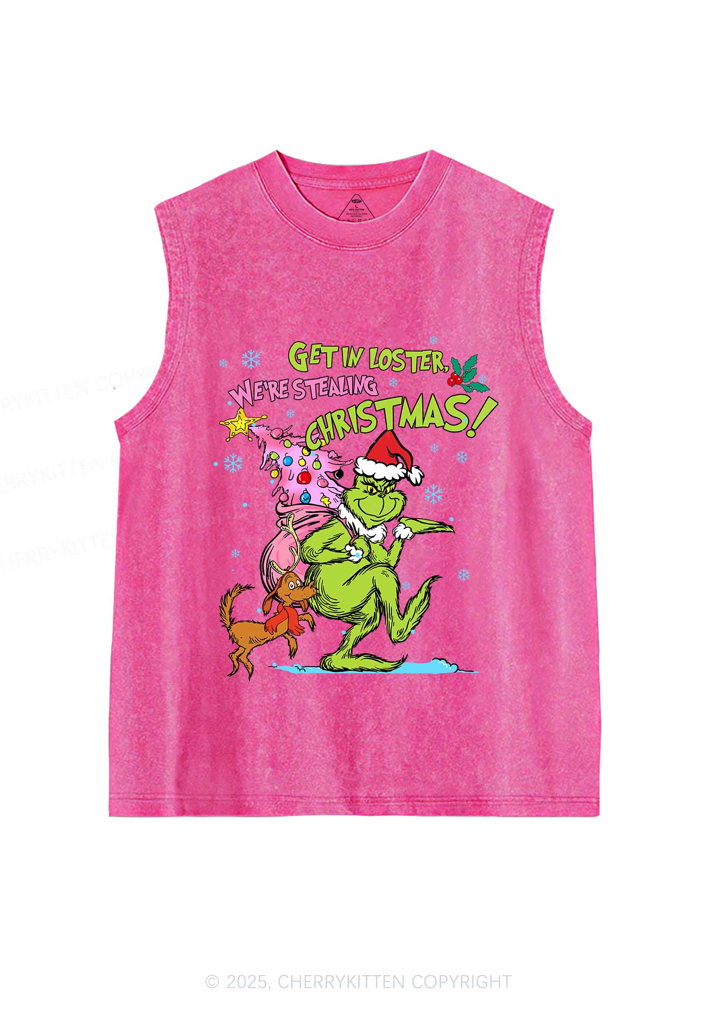 We Are Stealing Christmas Y2K Washed Muscle Tank Cherrykitten