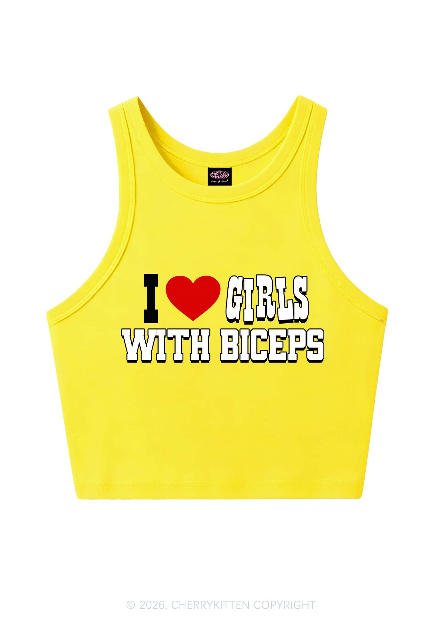I Love Girls With Biceps Y2K Crop Tank Top Cherrykitten