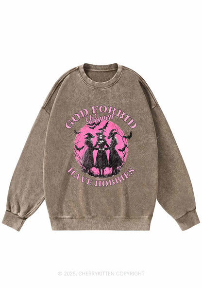 Halloween God Forbid Women Hobbies Y2K Washed Sweatshirts Cherrykitten
