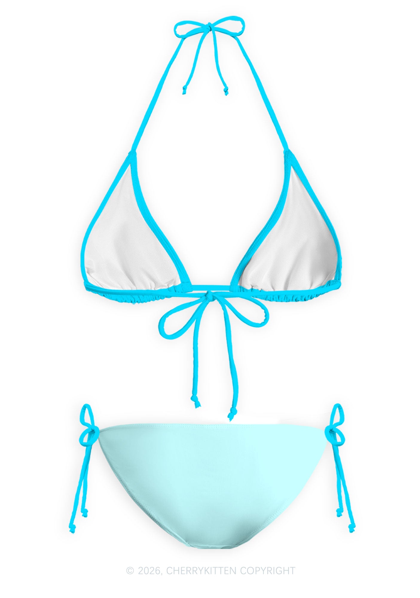 Light Blue Sexsi Y2K Print Bikini Set Cherrykitten