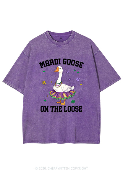 Mardi Gras Goose Y2K Shirts Washed Tee Cherrykitten