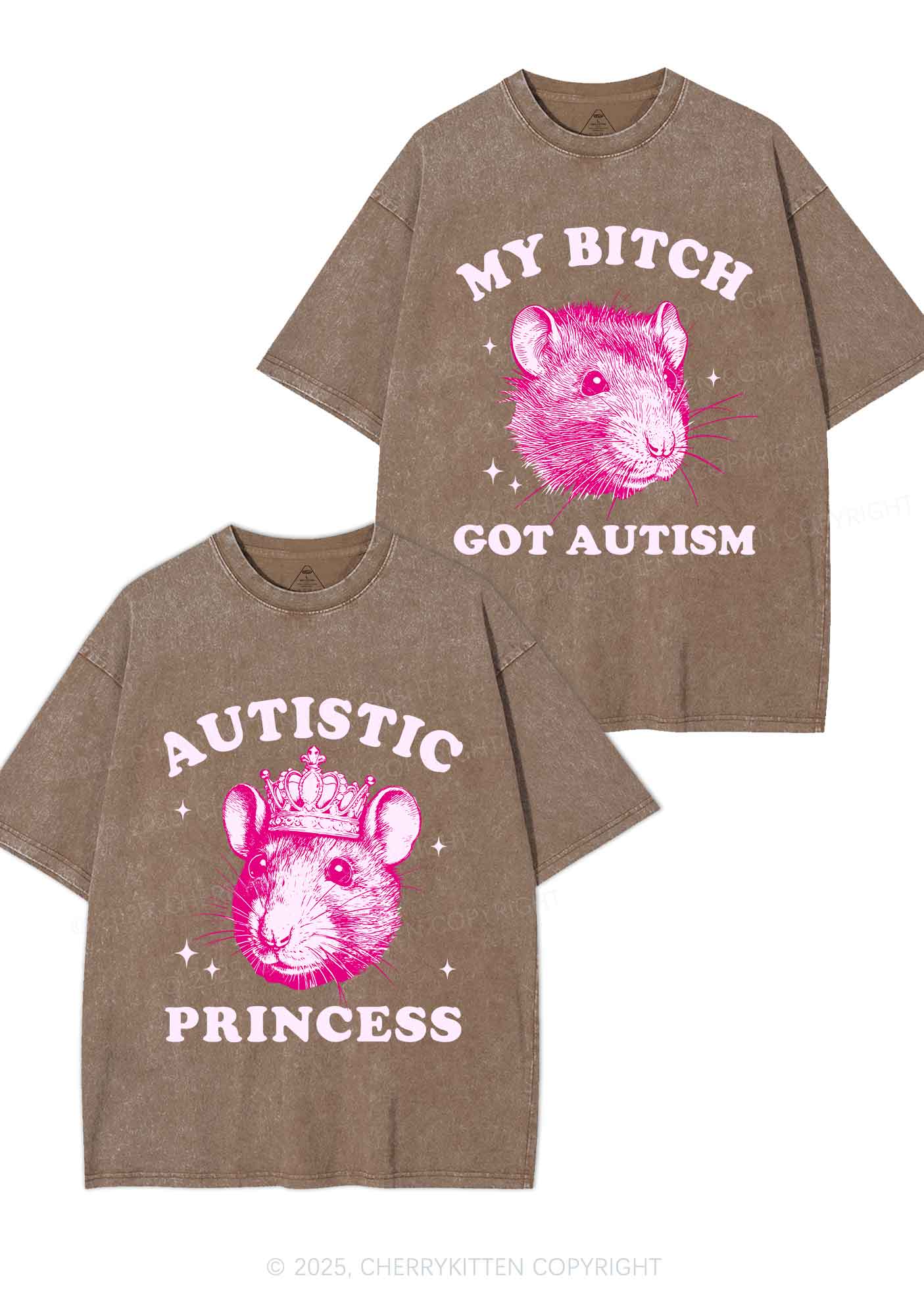 Autistic Princess Rats Y2K Valentine's Day Washed Tee Cherrykitten
