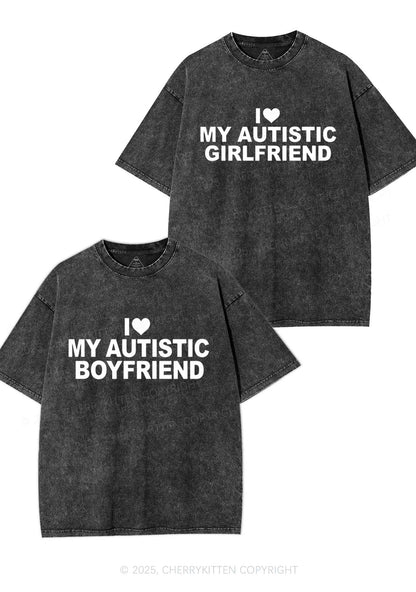I Love My Autistic GF BF Y2K Valentine's Day Washed Tee Cherrykitten