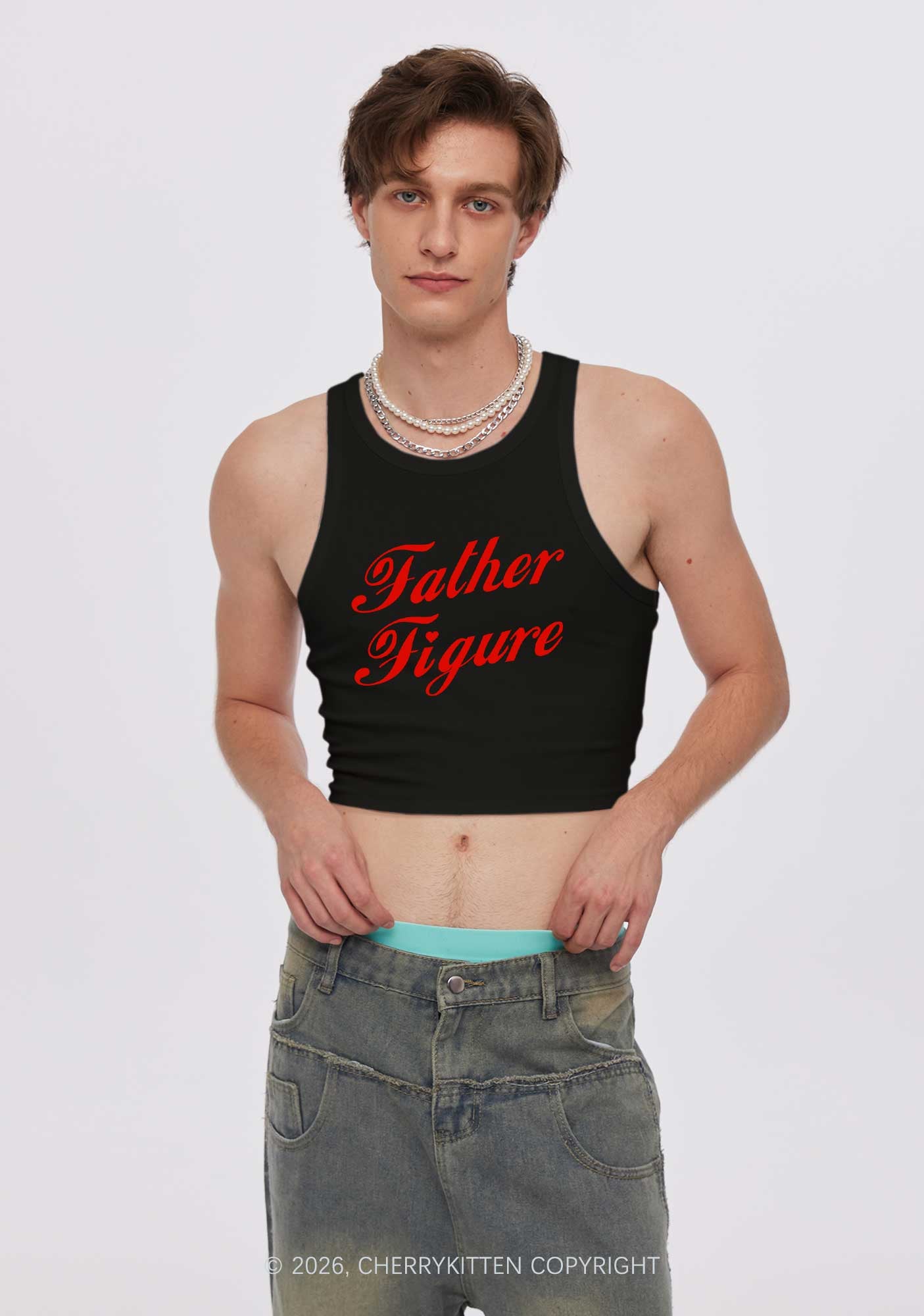 Father Figure Valentine's Day Y2K Crop Tank Top Cherrykitten