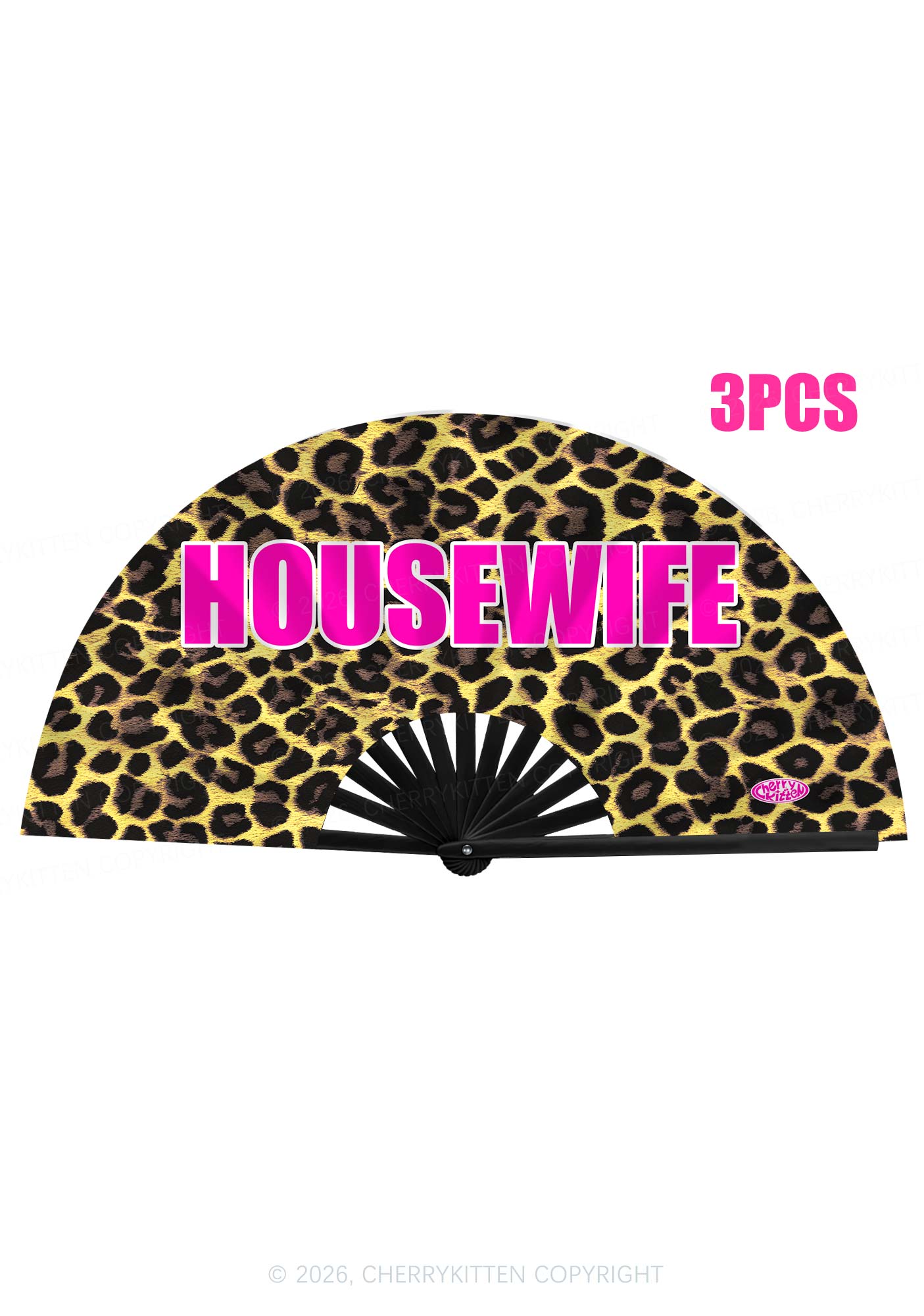 Housewife Leopard Y2K Rave Hand Fan Cherrykitten