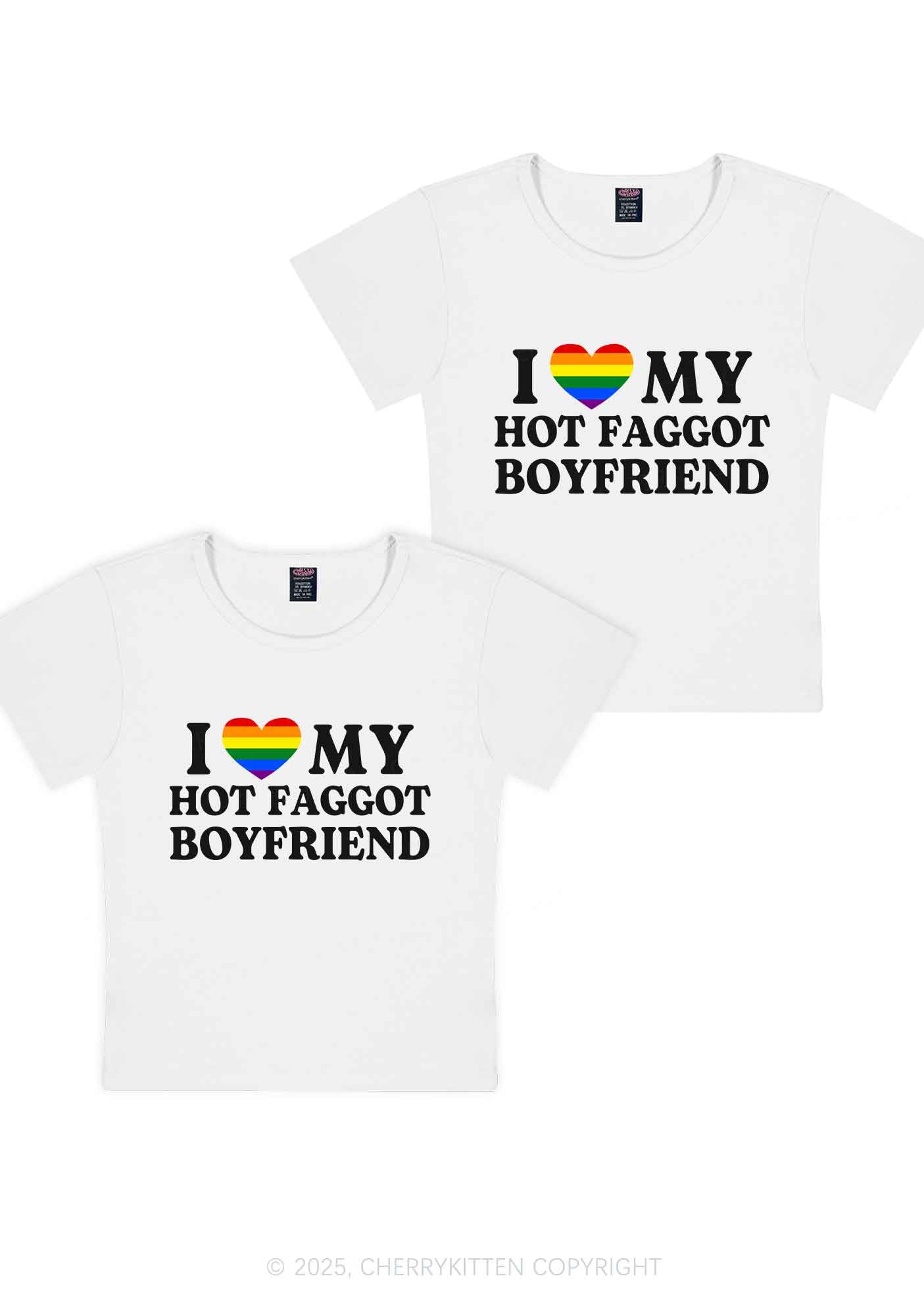Love My Hot Faggot BF Y2K Valentine's Day Baby Tee Cherrykitten