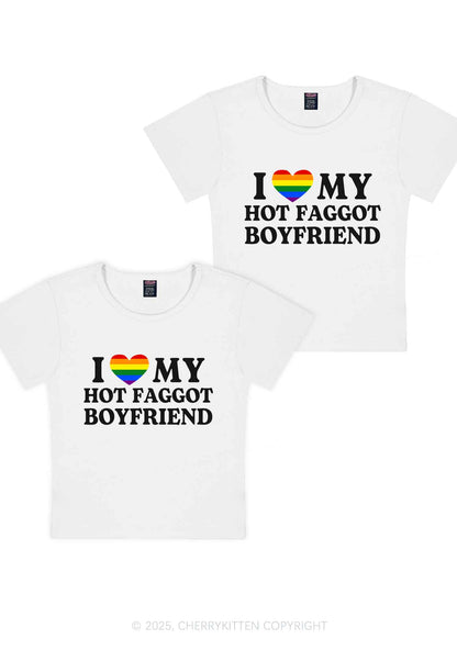 Love My Hot Faggot BF Y2K Valentine's Day Baby Tee Cherrykitten