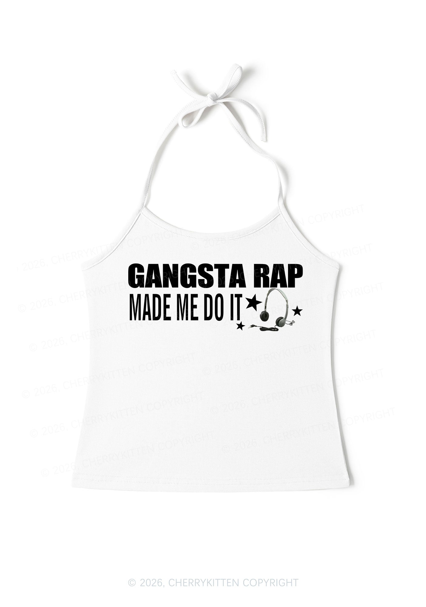 Gangsta Rap Made Me Do It Y2K Halter Neck Cami Cherrykitten
