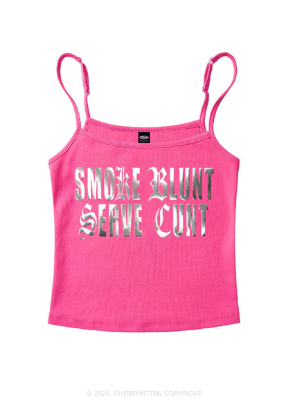 Smoke Blunt Silver Foil Printed Y2K Spaghetti Strap Cami Cherrykitten