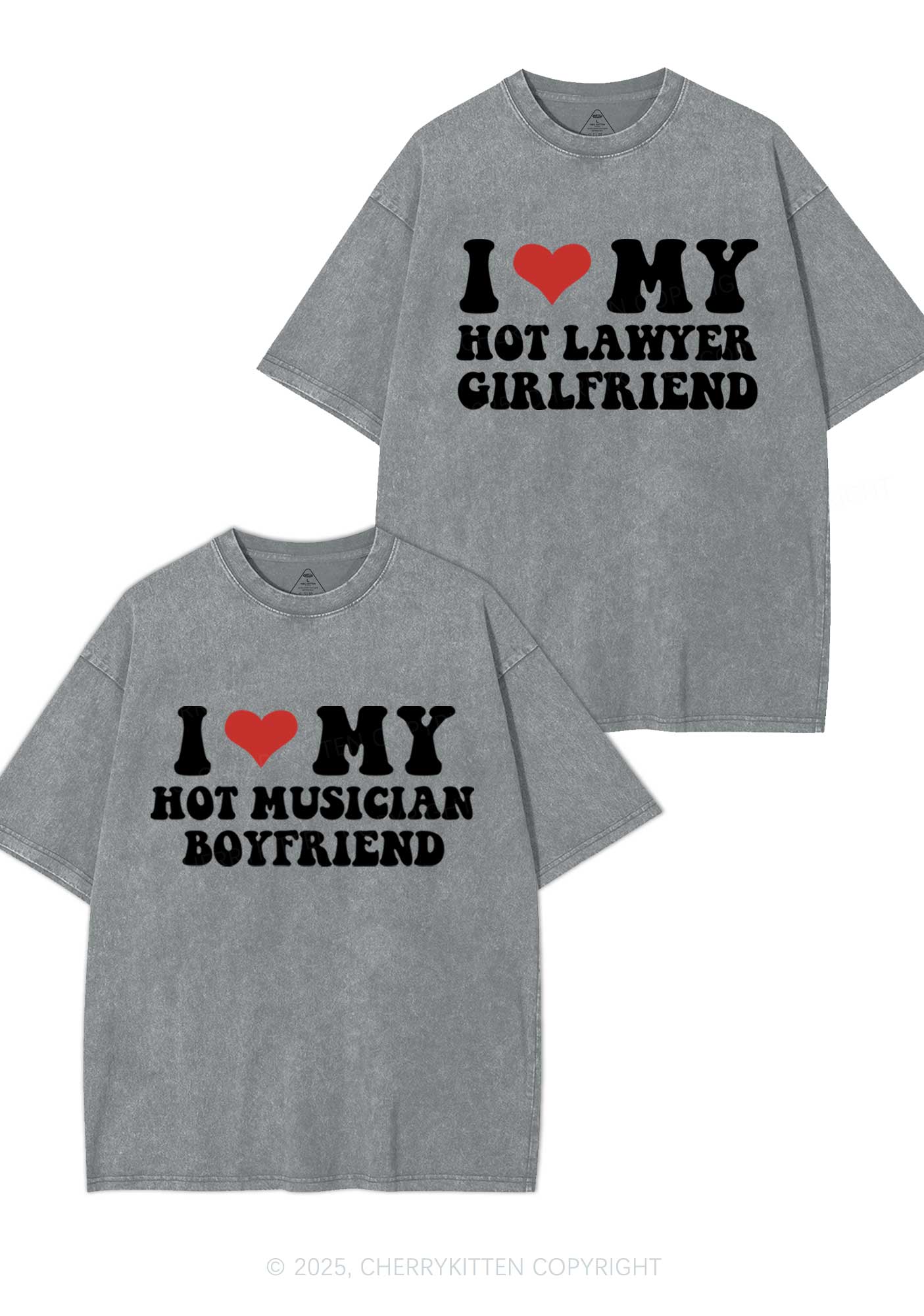 Custom My Hot Lawyer GF Y2K Valentine's Day Washed Tee Cherrykitten