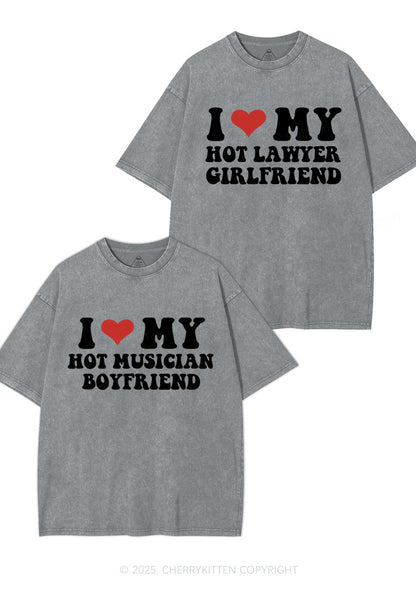 Custom My Hot Lawyer GF Y2K Valentine's Day Washed Tee Cherrykitten