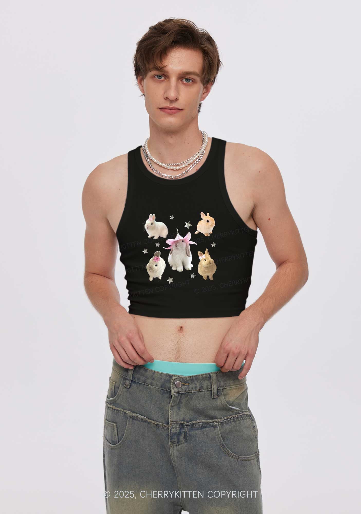Lovely Rabbits Y2K Crop Tank Top Cherrykitten