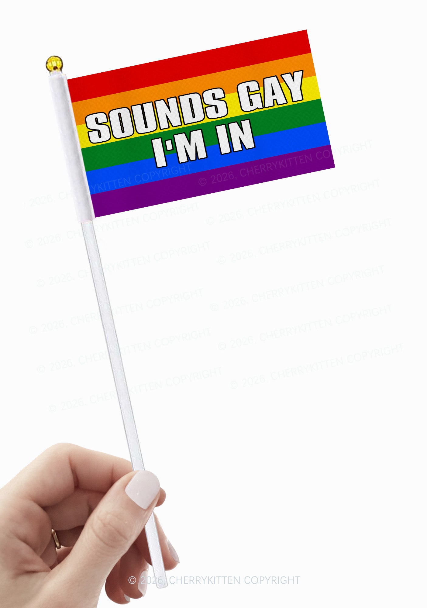 Sounds Gay Im In Pride Y2K Hand Flags Cherrykitten