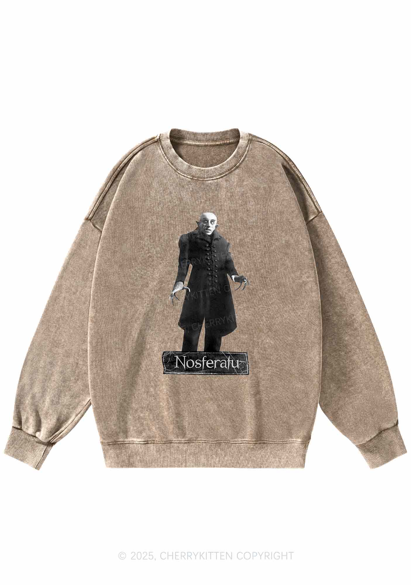 Halloween Male Vampire Y2K Washed Sweatshirts Cherrykitten
