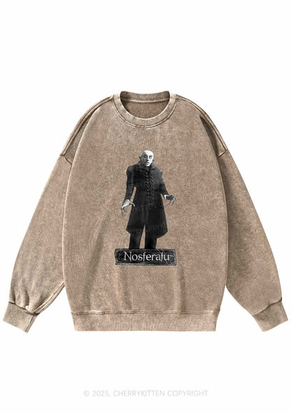 Halloween Male Vampire Y2K Washed Sweatshirts Cherrykitten