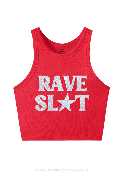 Glitter Rave Slxt Y2K Crop Tank Top Cherrykitten