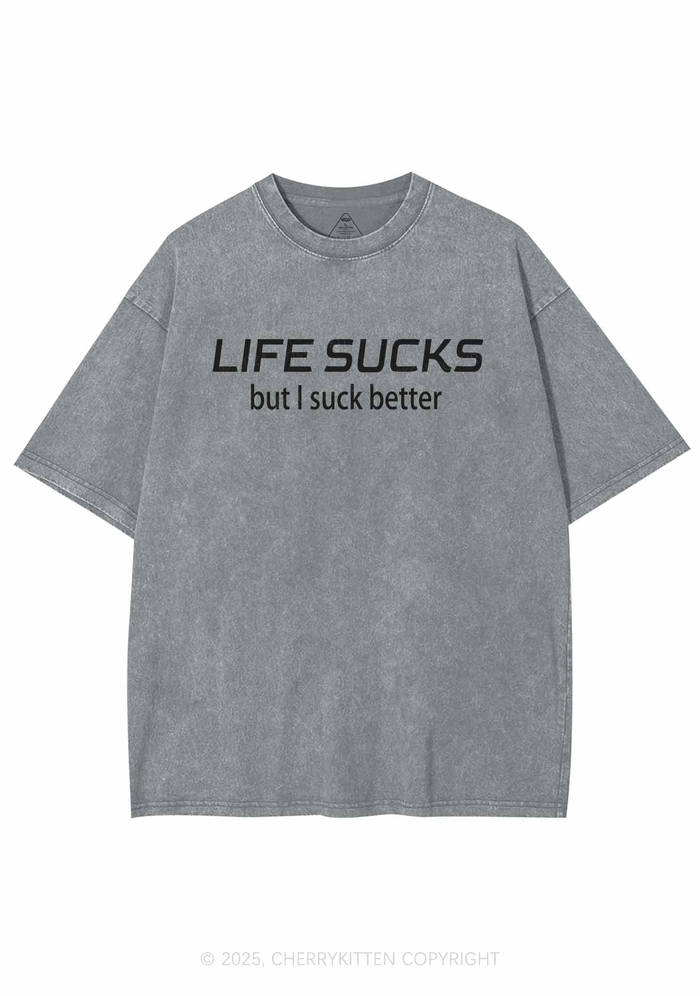 Life Sucks Y2K Shirts Washed Tee Cherrykitten