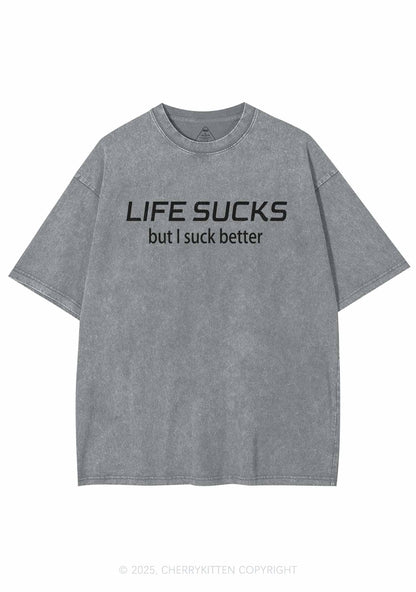 Life Sucks Y2K Shirts Washed Tee Cherrykitten