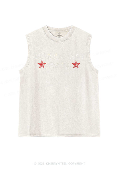 Rhinestone Sounds Gay Pride Y2K Washed Muscle Tank Cherrykitten