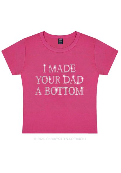 Rhinestone Made Your Dad A Bottom Pride Y2K Baby Tee Cherrykitten