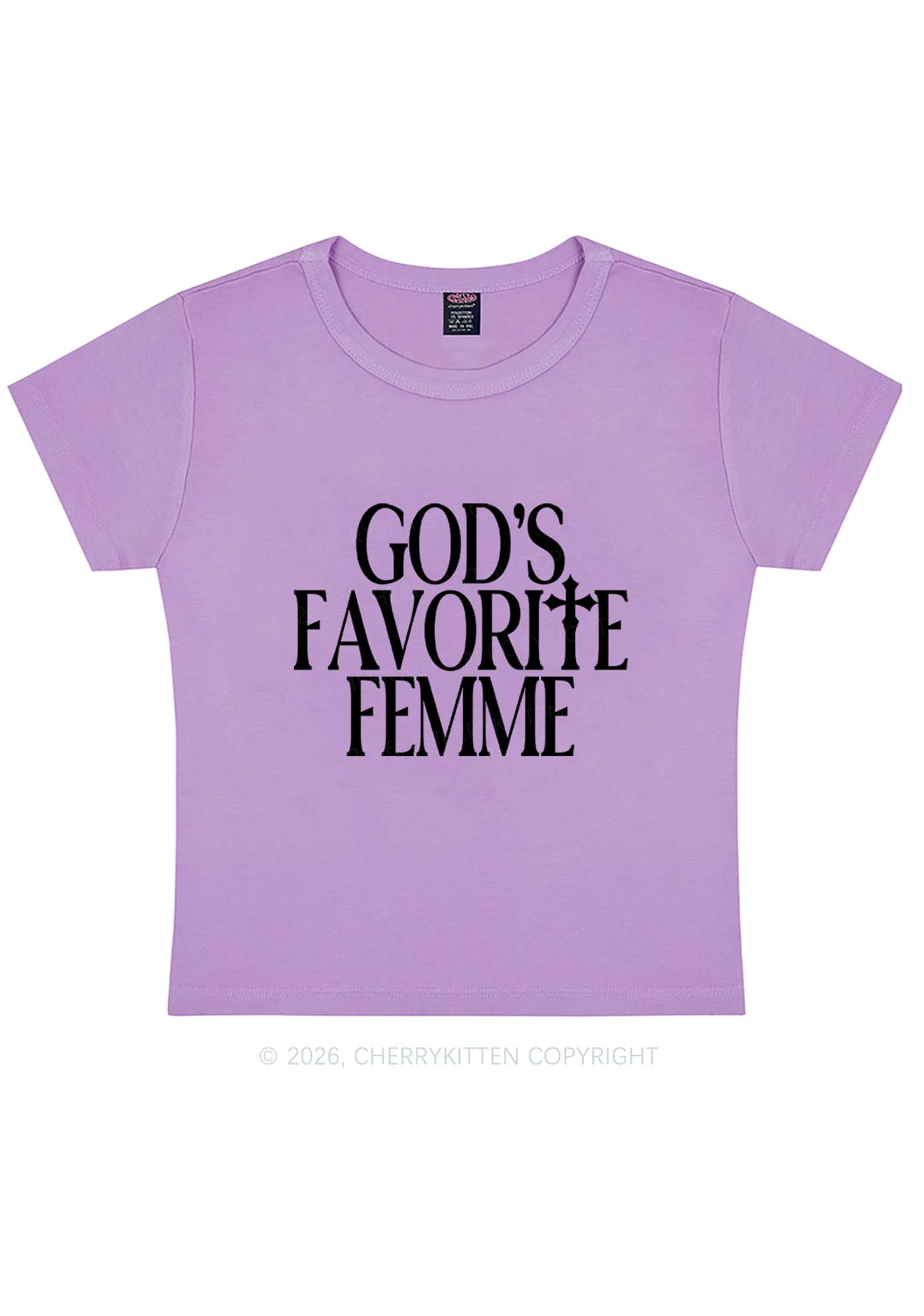 Gods Favorite Femme Pride Y2K Baby Tee Cherrykitten