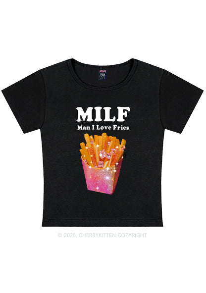 Man I Love Fries Y2K Baby Tee Cherrykitten