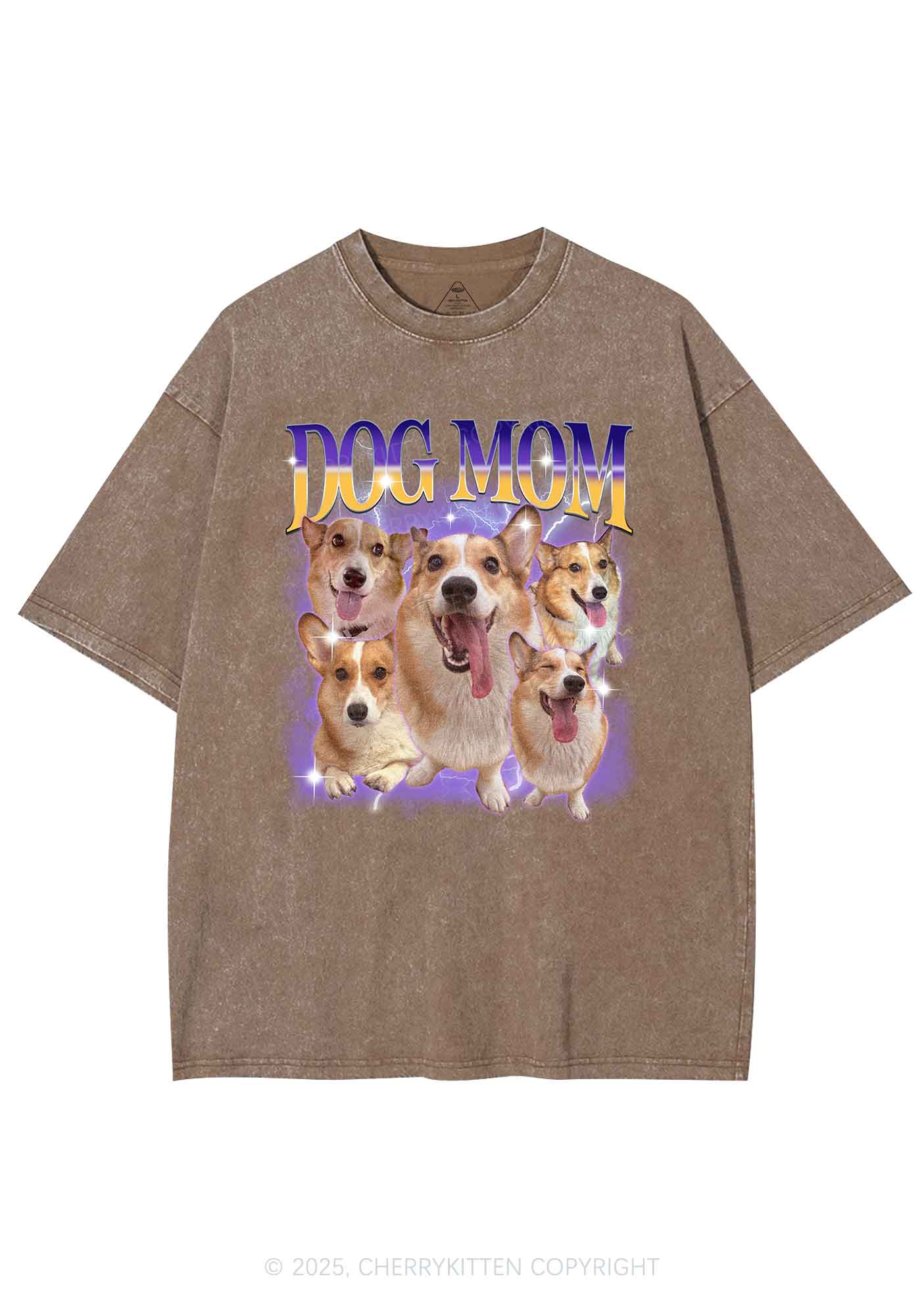 Custom Photo Dog Mom Y2K Shirts Washed Tee Cherrykitten